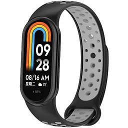 Ремінець DK CDK для Xiaomi Mi Smart Band 9 Silicone Sport Band Nike (015815) (black / grey) - мініатюра 2