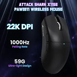 Мишка Attack Shark X11SE, Wireless//Bluetooth, 22000dpi. (PAW3311), 6кн., Black - мініатюра 2