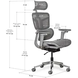 Крісло Mealux S4 Air Grey ( HF-S4 M/G)  - мініатюра 3