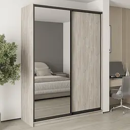 Шафа-купе дводверна MebelStar Уні BG ДСП/Дзеркало 180x45x240 см Аляска сірий (MBS-10490)