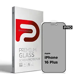 Захисне антишпигун матове скло для Apple iPhone 16 Plus, Pro Anti-spy Matte, повноекранне, загартоване, конфіденційне, повне проклеювання, із затемненням з боків, протиударне з олеофобним покриттям, проста установка, ArmorStandart (ARM79398)