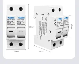 Тримач запобіжників DC TOMZN TOPV-32X 2P 1100V LED із встановленим запобіжником 20A, для сонячних панелей (19622) - мініатюра 9