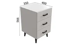 Тумба Віва 3 на конусних ніжках Ferrum-decor 56,5x35x40 Чорний метал ДСП Білий 16 мм (FRD-106823) - мініатюра 4