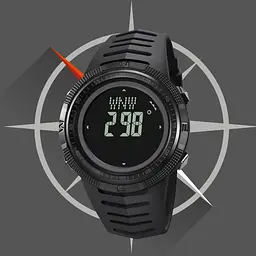 Годинник чоловічий спортивний з компасом Skmei 2147 Compass (Чорний з чорним циферблатом) - мініатюра 8