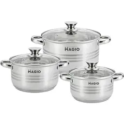 Набір кухонного посуду Magio MG-1200 з нержавіючої сталі 2,6 л, 3,6 л, 6,1 л