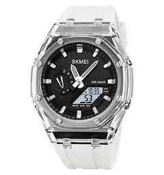 Наручний годинник чоловічий Skmei 2100 White Black, 2100WTBK (18435)