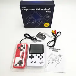Портативна ігрова ретро приставка консоль з додатковим джойстиком 8bit 400 ігор Game Box білий - мініатюра 2