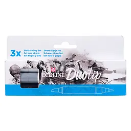 Набір маркерів акварельних двосторонніх Royal Talens ECOLINE DUO TIP Black&Grey 3шт - мініатюра 2
