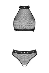 Білизна з відкритим доступом Passion MOONLIGHT Set S/M black топ стрінги - мініатюра 3