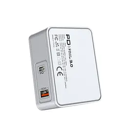 Мережевий зарядний пристрій Aspor A839 45W PD QC (UCB C+A) 2в1 Type-C + Type-C- білий - мініатюра 4