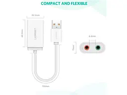 Звукова карта UGREEN US205 White (30143) - мініатюра 3