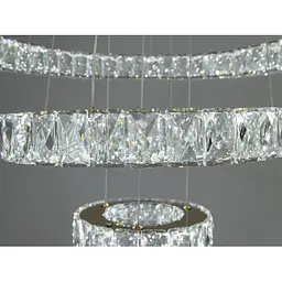Кришталева LED люстра Linisoln 7201F/650+450+250 FG у золоті, 3 кільця, 140 W - мініатюра 2