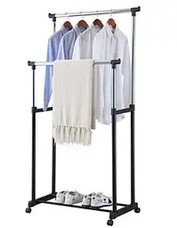 Вішалка телескопічна стійка подвійна для одягу та взуття Double Pole Clothes - мініатюра 3