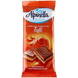Уцінка. Шоколад Alpinella молочний зі смаком тоффі 100 г