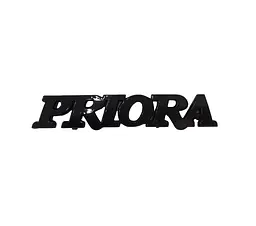 Емблема напис PRIORA на скотчі Чорний Глянець 160х40 мм
