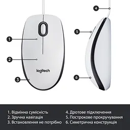 Мишка Logitech M100 USB White (910-006764) - мініатюра 6
