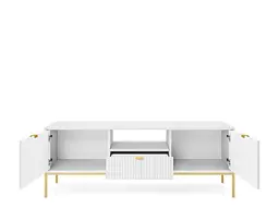 Тумба під телевізор Perfect Home Нова / Nova 2-дверна з 1 шухлядою і золотими ніжками RTV154 Білий (PFH-091224) - мініатюра 2