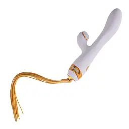 Вібратор-кролик з пульсацією та флогером LOCKINK SEVANDA Whip Vibrating Massage Wand, біло-золотий - мініатюра 1