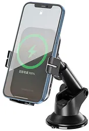 Автотримач XO WX027 Car holder 15W Wireless Charger Чорний - мініатюра 3
