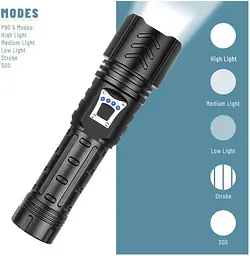 Ручний ліхтар BL-717B-P99 zoom + Type-C + Power bank + 26650 (3хААА) 5 режимів - мініатюра 4