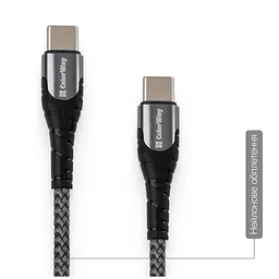 Дата кабель USB-C to USB-C 2.0m PD Fast Charging 65W 3A grey ColorWay (CW-CBPDCC039-GR) - мініатюра 9