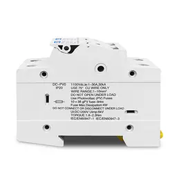 Тримач запобіжників DC TOMZN TOPV-32X 2P 1100V LED із встановленим запобіжником 16A, для сонячних панелей (19621) - мініатюра 3