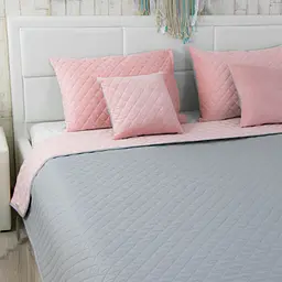 Покривало Руно VeLour 180х220 Pink and Grey ромб (340.55_Pink and Grey ромб) - мініатюра 4