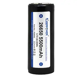 Акумулятор 26650 Keeppower 5500mah 3,7V 10 А із захистом (Чорний) - мініатюра 2