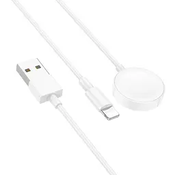 Кабель Borofone BQ22 2в1 USB to Lightning/iWatch Qi 1.2m білий - мініатюра 5