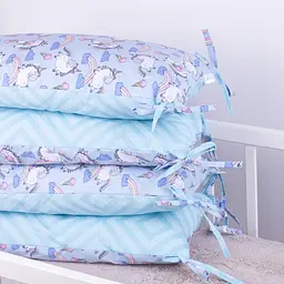 Захисна подушка-борт MirSon Kids Time 18-0006 Rainbow Unicorn, синя, 4 шт. - мініатюра 8
