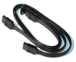 Кабель SATA, чорний, 50 см, Voltronic, кутовий роз'єм, із засувками, 2 шт