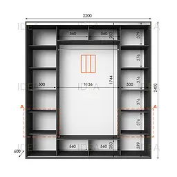 Шафа-купе Idea серія 4 220 x 60 x 240 см Антрацит - мініатюра 2