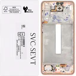 Дисплей Samsung A336 Galaxy A33 5G чорний, Amoled, оригінал, сервісне пакування, з рамкою золотистого кольору, Peach, GH82-28143D