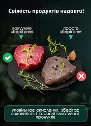 Професійний вакууматор для продуктів 90Вт Кухонний вакуумний пакувальник, Вакууматор для їжі, Вакуматор, Спаювач, Зелений + пакети для вакуумування харчові
 - мініатюра 4