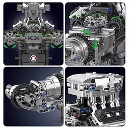Конструктор двигун Mould King McLaren V8 Technic моторизований восьмициліндровий мотор для дітей та дорослих 737 деталей - мініатюра 7