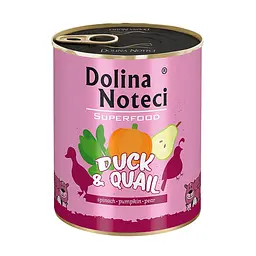 Вологий корм для собак Dolina Noteci Superfood з качки та перепілки банка 800 г