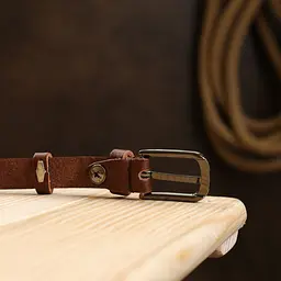 Гладкий шкіряний ремінь для жінок 20750 Vintage коричневий 116 см - мініатюра 7