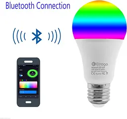 Etrogo Intelligent E27 RGBCW Світлодіодні лампи Bluetooth-з'єднання Кілька кольорів Керування програмою 10 Вт Синхронізація музики - мініатюра 2