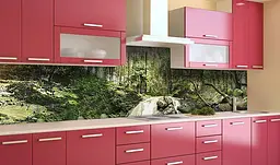 Вініловий кухонний фартух Старий ліс наклейка ПВХ дерева Природа Зелений 65х250 см Happy Pocket Z181414 - мініатюра 2