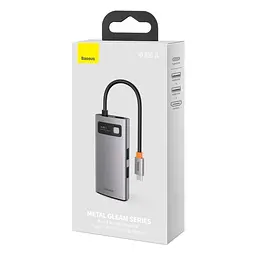 USB-хаб Baseus Metal Gleam Series 4-in-1 Multifunctional Type-C HUB Docking Station Gray(Type-C to HDMI*1+USB3.0*1+USB2.0*1+PD*1) (CAHUB-CY0G) - мініатюра 10