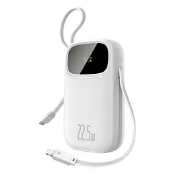 Зовнішній акумулятор Baseus EnerFill FC31 Digital Display Power Bank with 2 Built-in Cables 20000mAh 22.5W Moon White - мініатюра 4