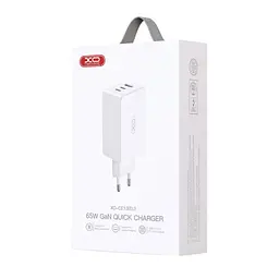 Мережевий зарядний пристрій XO CE13 (EU) 65W GaN tech fast charging (2USB-C 65W/1USB-A 22.5W) Білий - мініатюра 5