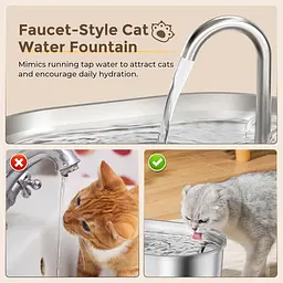 Фонтан для пиття MeowFlow B30 для кішок, 2,2-літровий фонтан для хатніх тварин із неіржавкої сталі об'ємом 2,2 л - мініатюра 8