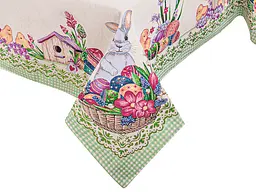 Скатертина  Lefard Home Textile Peeps гобеленова 180x140 см бежево-зелена (732-283) - мініатюра 4