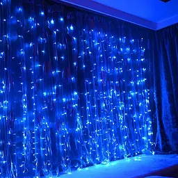 Гірлянда штора Водоспад 3х2 м 280 LED (прозорий шнур з перехідником) Синє світло - мініатюра 4