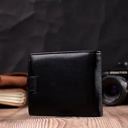 Чоловічий гаманець середнього розміру із натуральної шкіри ST Leather 22444 чорний