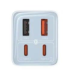 Мережевий зарядний пристрій Baseus GaN6 Pro Fast 2C+2U 65 W Cable Type-C to Type-C 1 м P10162701313-00 Блакитний - мініатюра 3