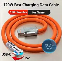Зарядний кабель USB Type-C із обертанням на 180 градусів  2 метра - мініатюра 3