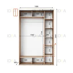 Шафа-купе Idea серія 1 150 x 60 x 240 см Дуб сонома Дзеркало - мініатюра 2