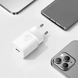 Сітчастий зарядний пристрій Baseus Super Si Quick Charger 1C 20W EU білий CCSUP-B02 - мініатюра 6